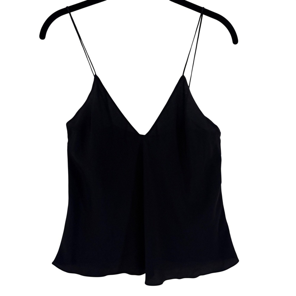 Khaite Black 100% Silk V-Neck Spaghetti Strap Camisole Top NWT Size 8